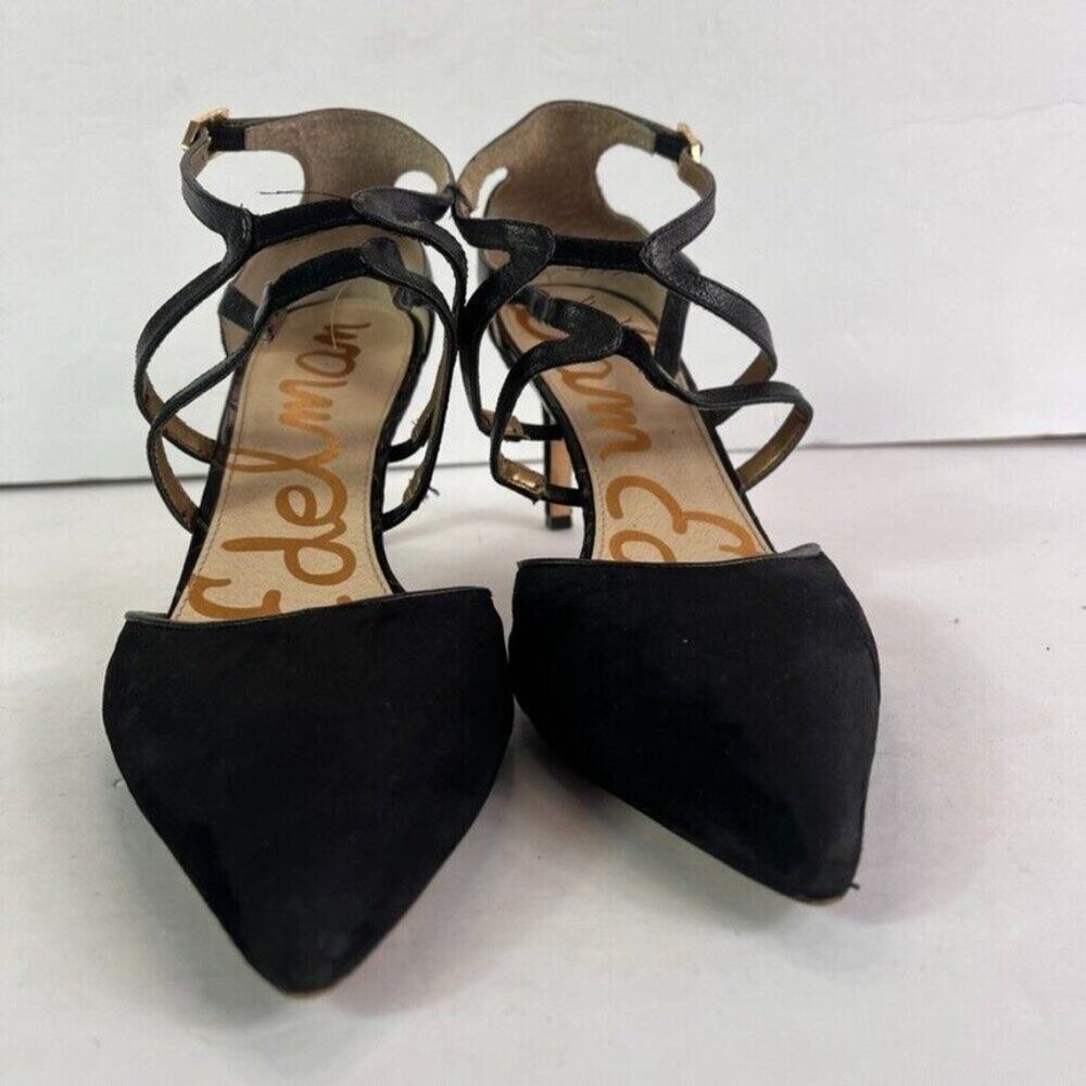 Sam Edelman Pump Women 10M Black Suede Orelon D'Orsay Pointed Toe Stiletto Heel - Picture 2 of 16